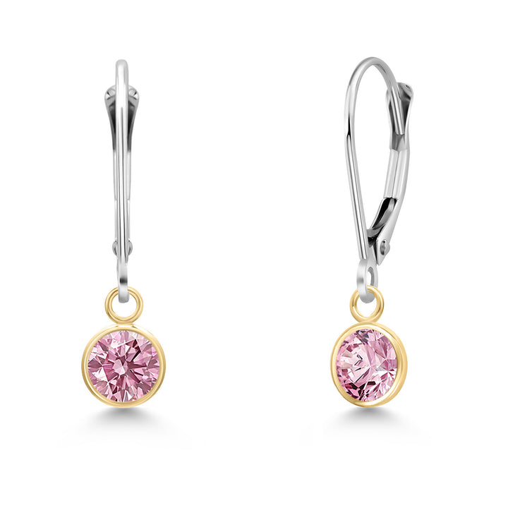 Pink Lab Grown Diamond - April_Earrings in 14K Two Tone Gold