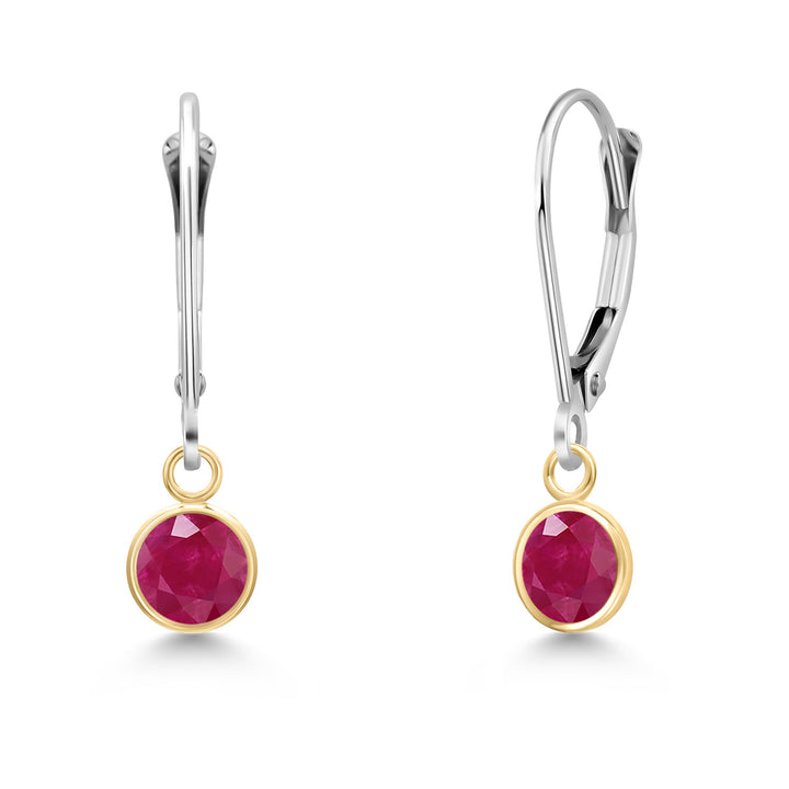 Ruby - July_Earrings in 14K Two Tone Gold
