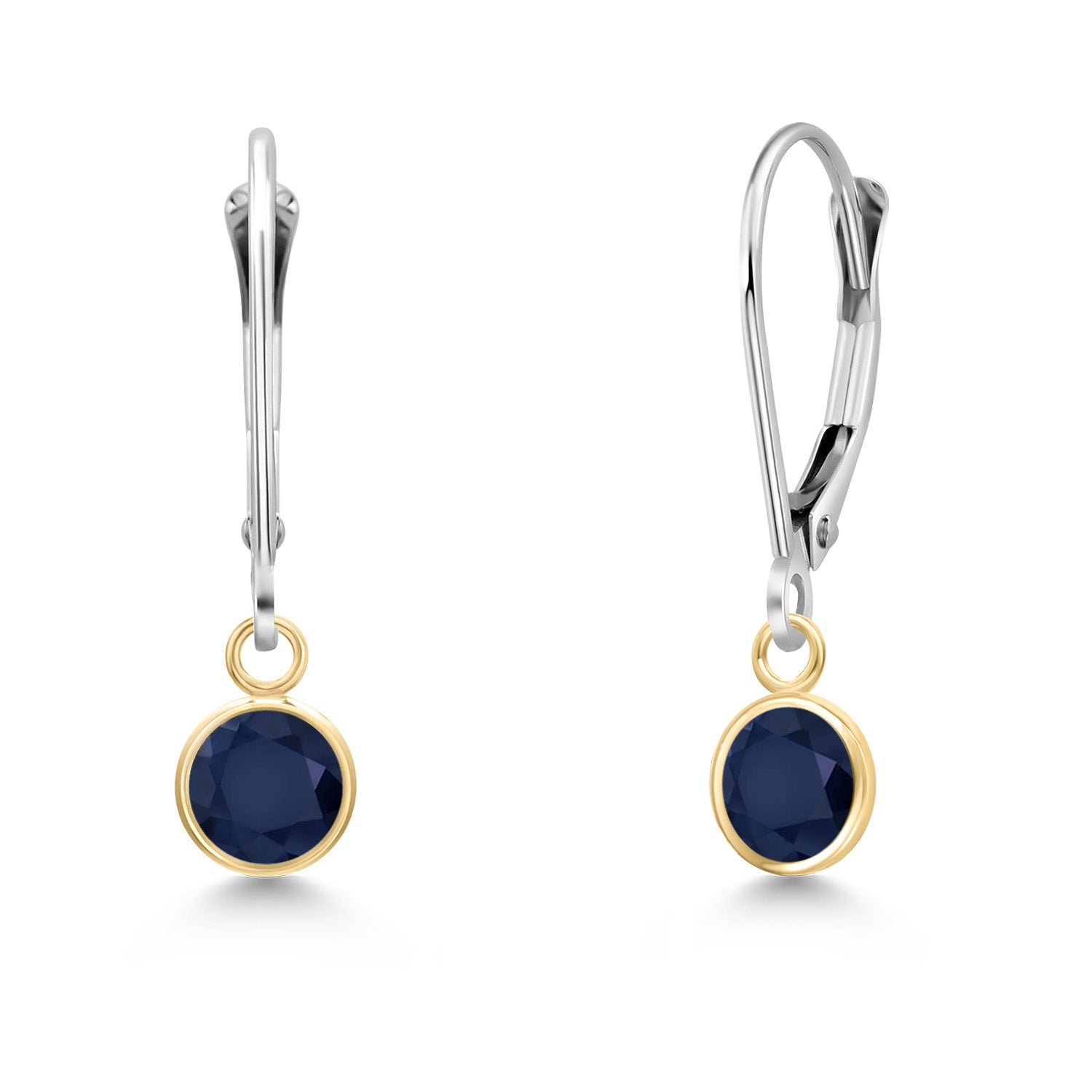 Blue Sapphire - September_Earrings in 14K Two Tone Gold