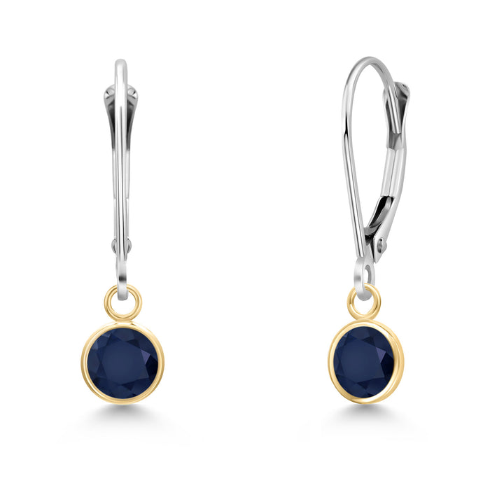 Blue Sapphire - September_Earrings in 14K Two Tone Gold