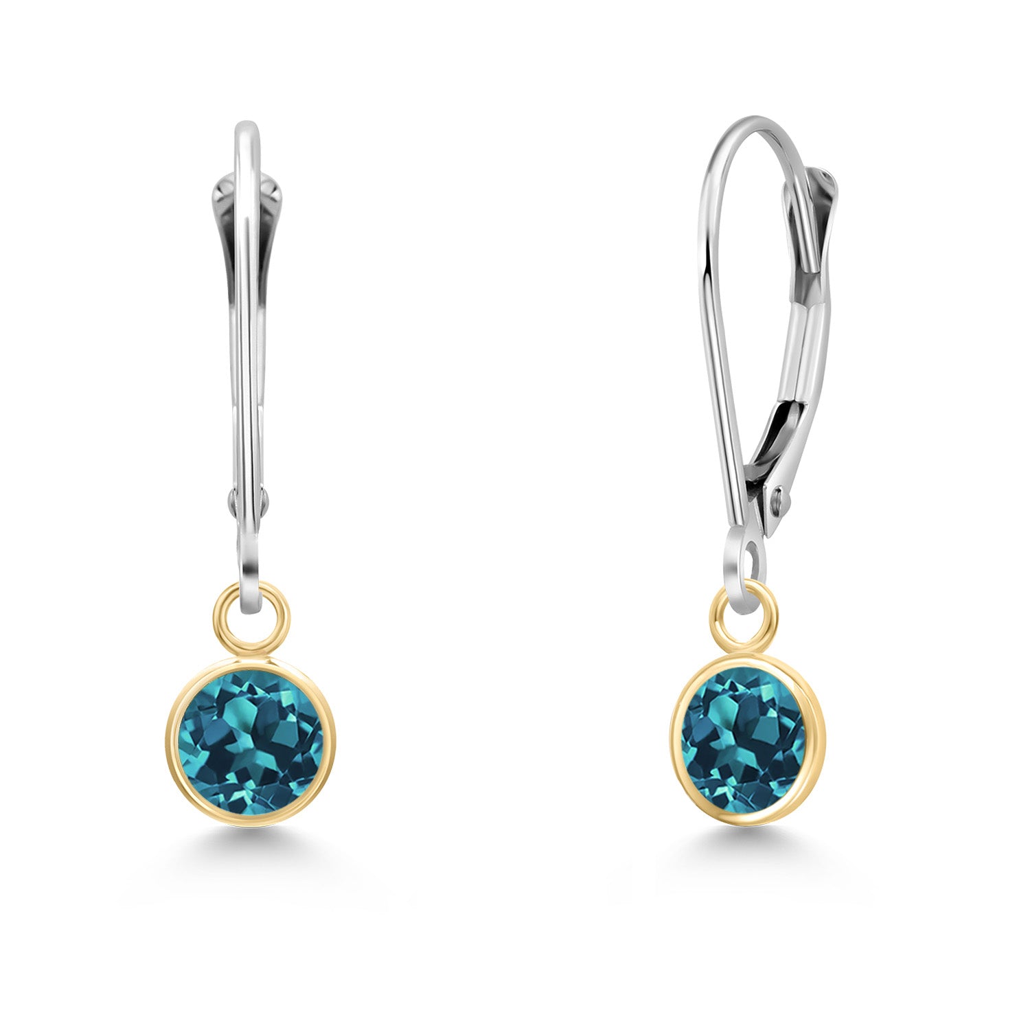 London Blue Topaz - November_Earrings in 14K Two Tone Gold
