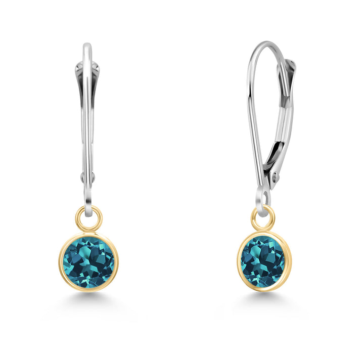London Blue Topaz - November_Earrings in 14K Two Tone Gold