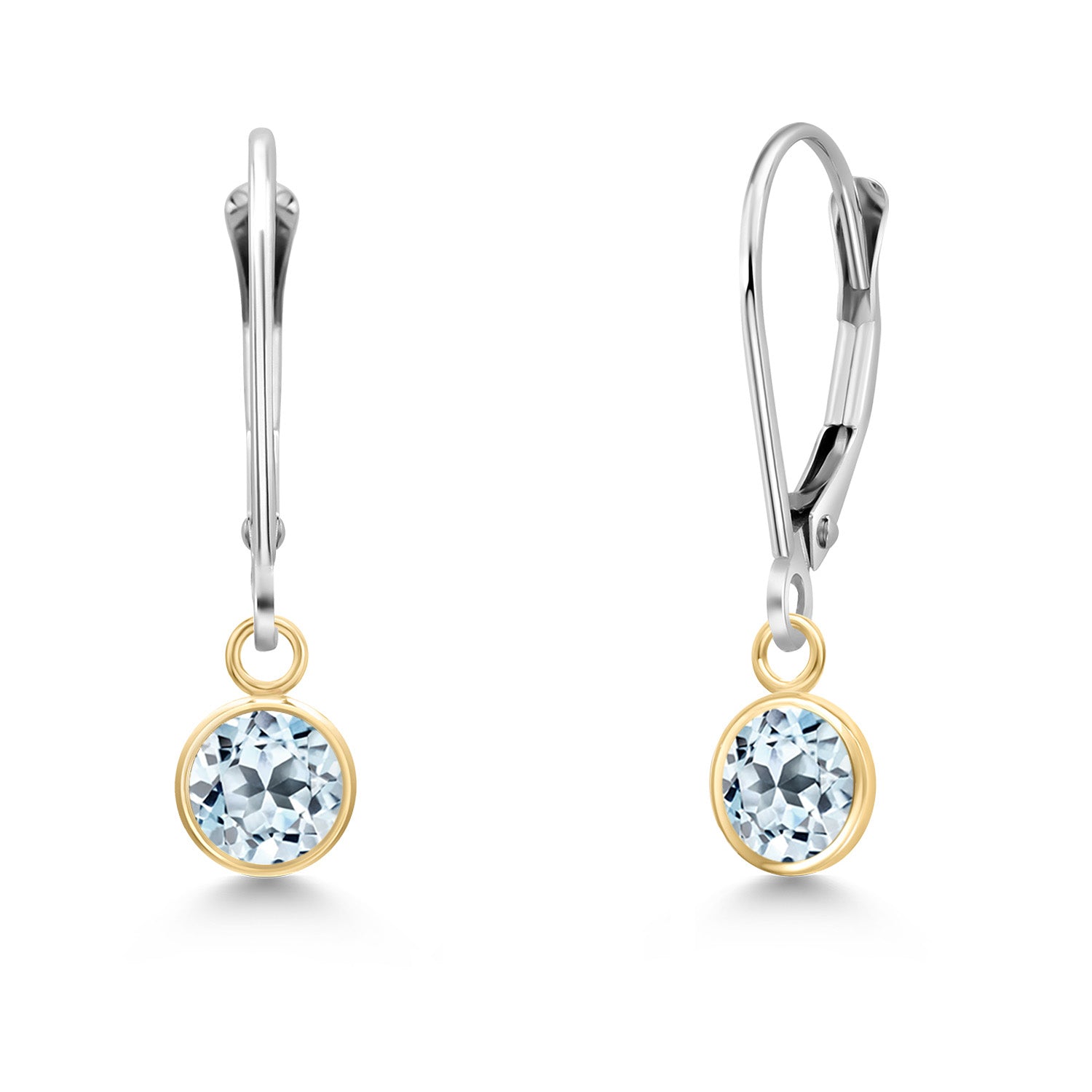 Sky Blue Topaz - November_Earrings in 14K Two Tone Gold