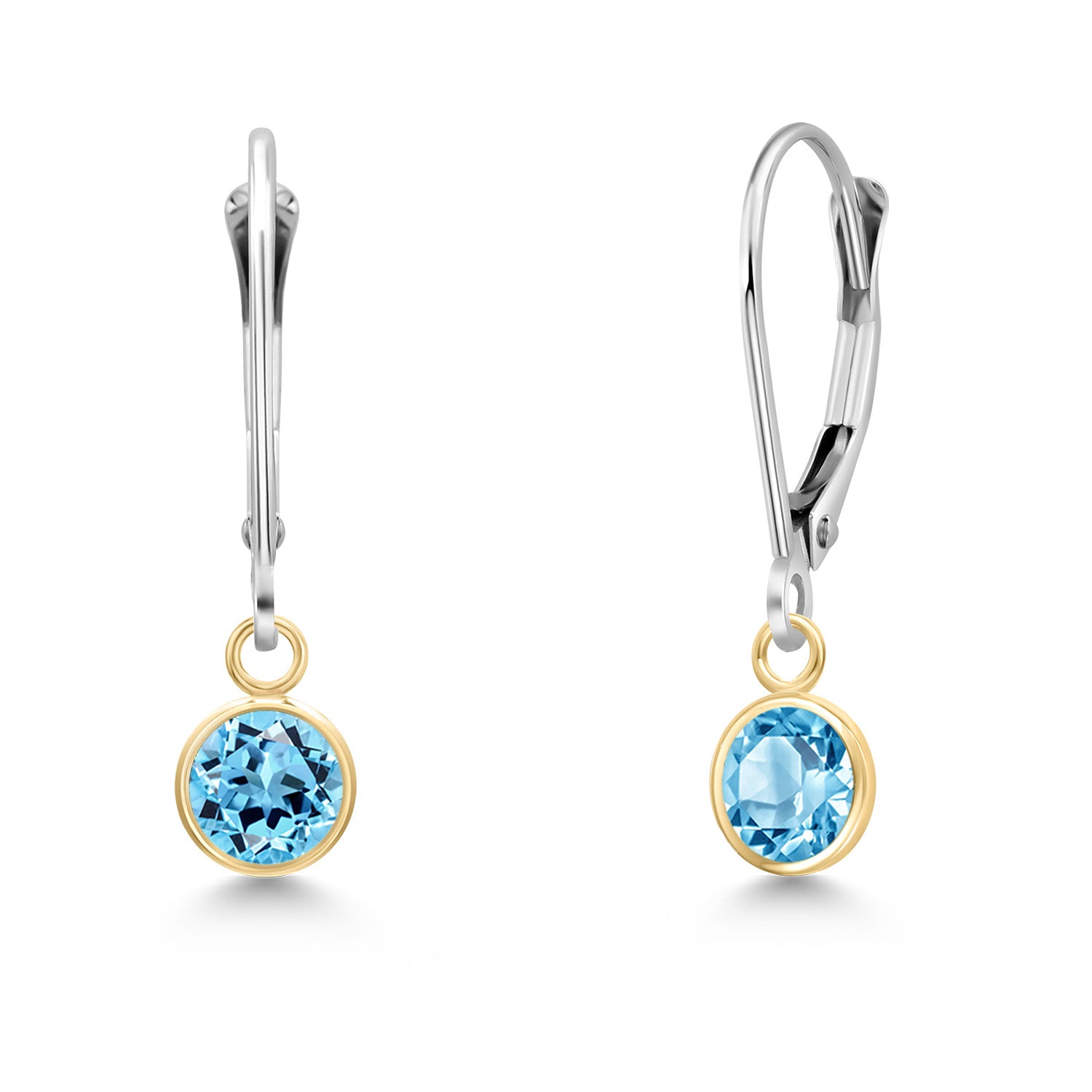 Swiss Blue Topaz - November_Earrings in 14K Two Tone Gold