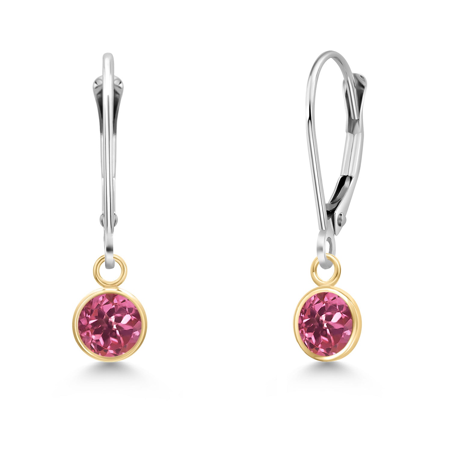 Pink Tourmaline - October_Earrings in 14K Two Tone Gold