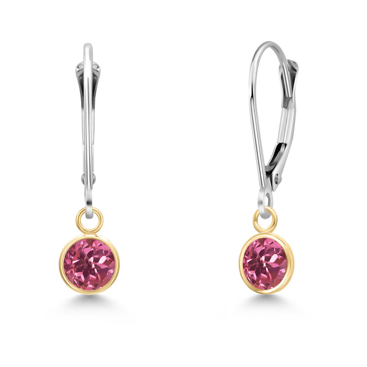 Pink Tourmaline - October_Earrings in 14K Two Tone Gold