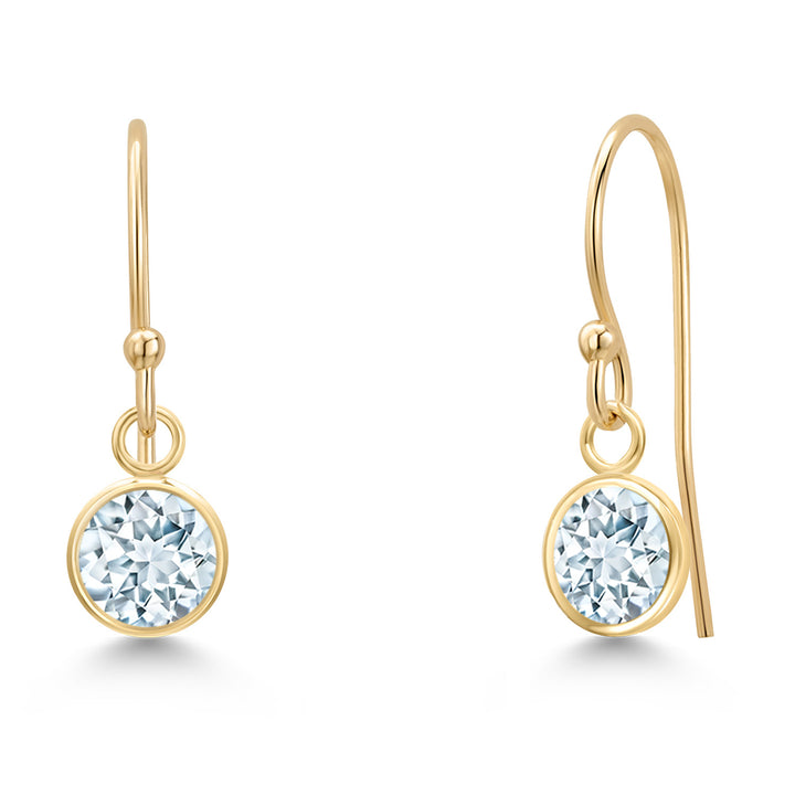 Aquamarine - March_Earrings in 14K Yellow Gold