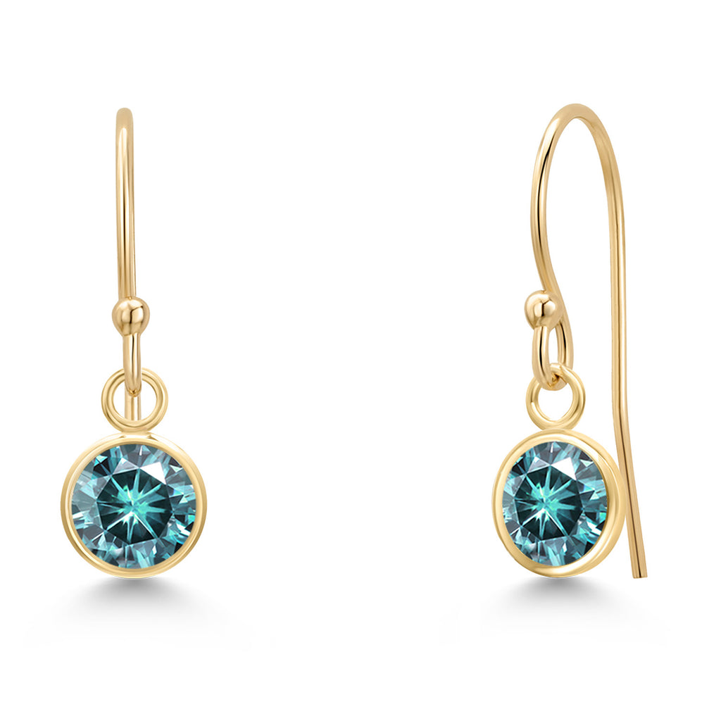 Blue Moissanite - April_Earrings in 14K Yellow Gold
