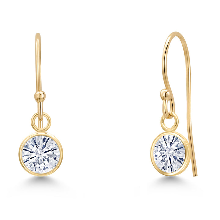 White Moissanite - April_Earrings in 14K Yellow Gold