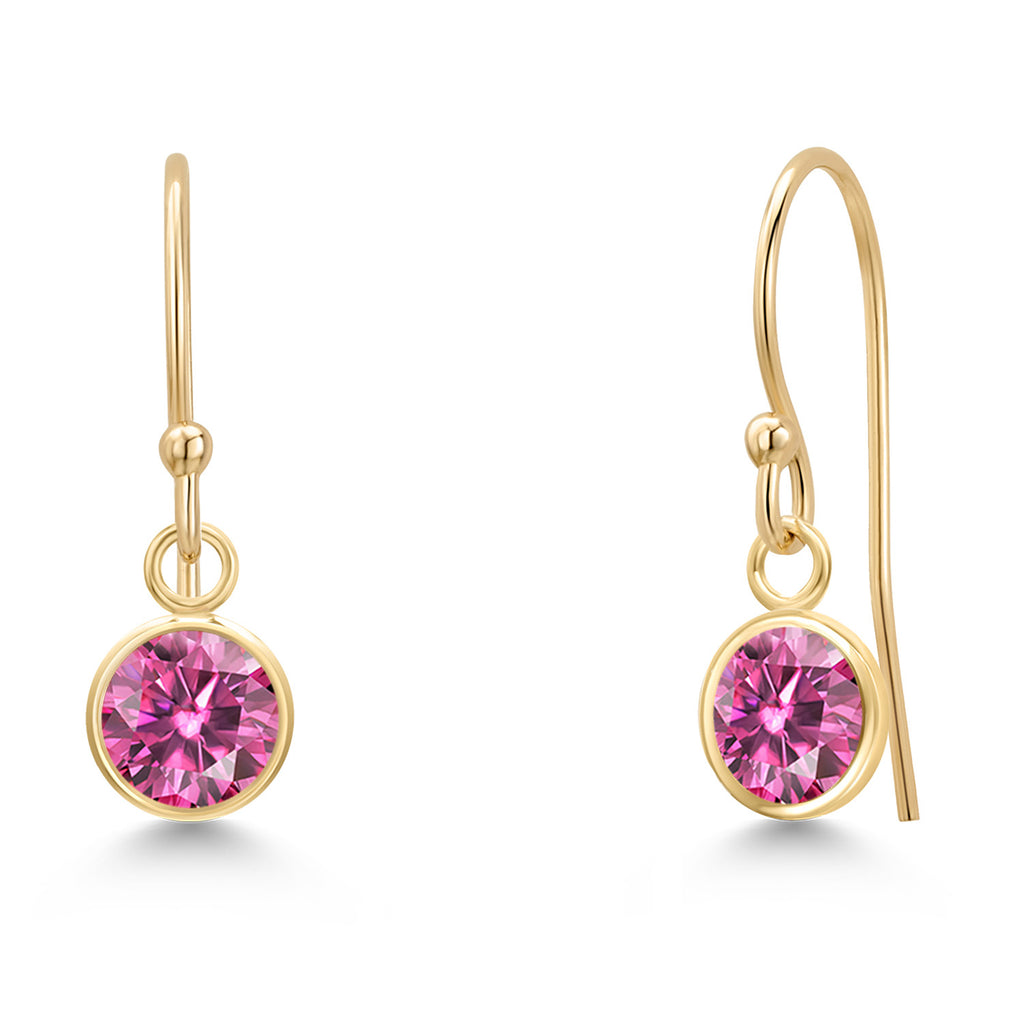 Pink Moissanite - April_Earrings in 14K Yellow Gold