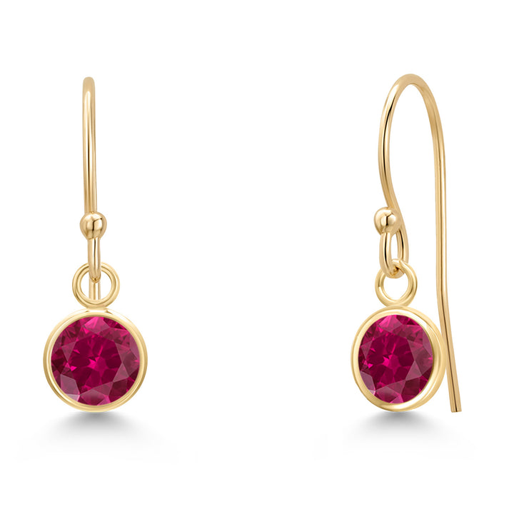 Created Ruby - July_Earrings in 14K Yellow Gold