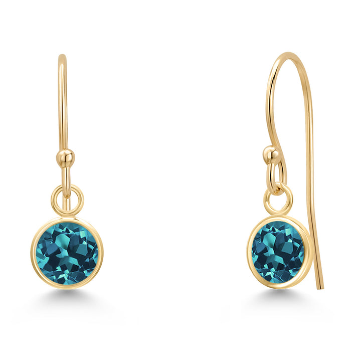 London Blue Topaz - November_Earrings in 14K Yellow Gold