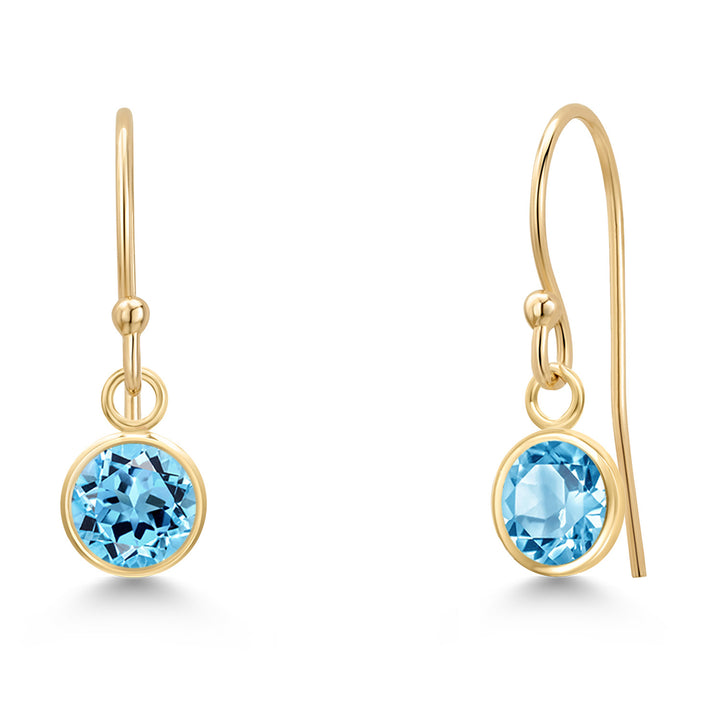 Swiss Blue Topaz - November_Earrings in 14K Yellow Gold