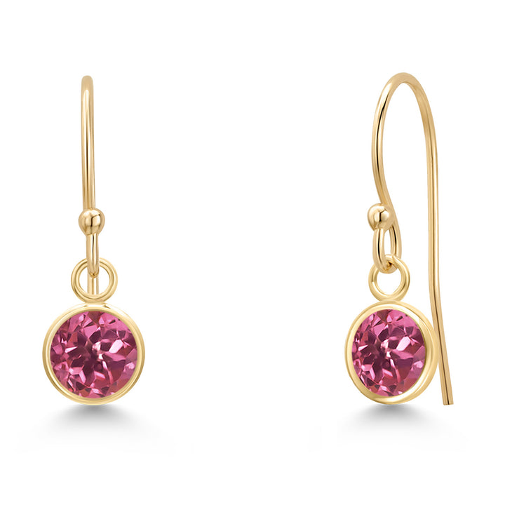 Pink Tourmaline - October_Earrings in 14K Yellow Gold
