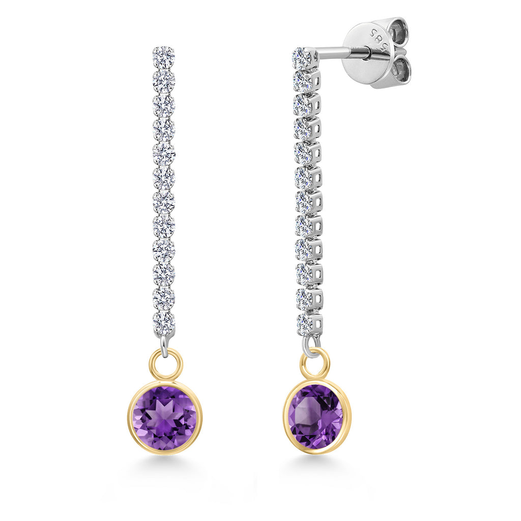 Amethyst - February_Earrings in 14K Two Tone Gold