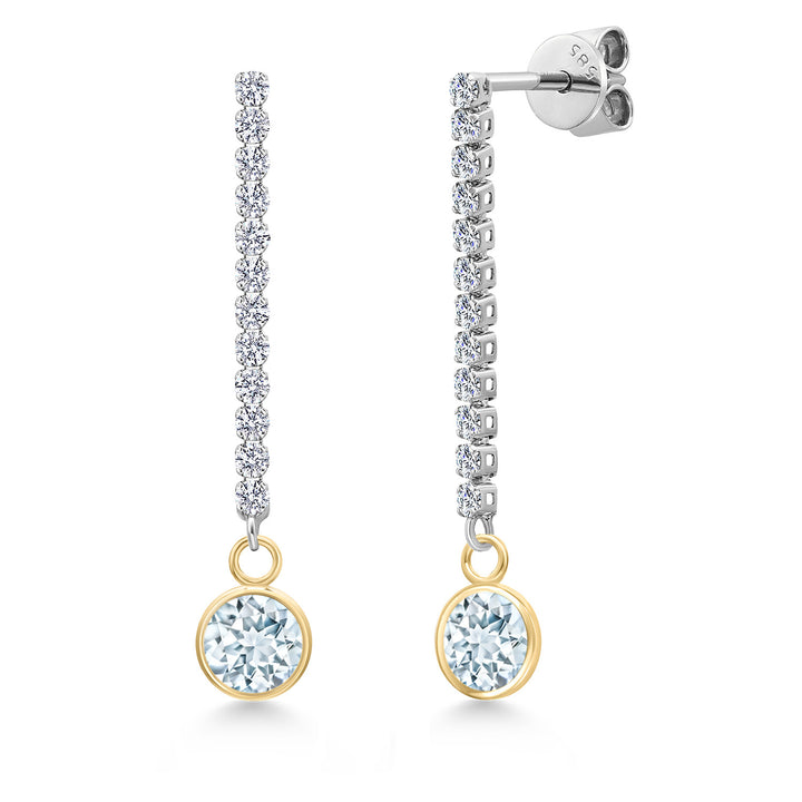 Aquamarine - March_Earrings in 14K Two Tone Gold