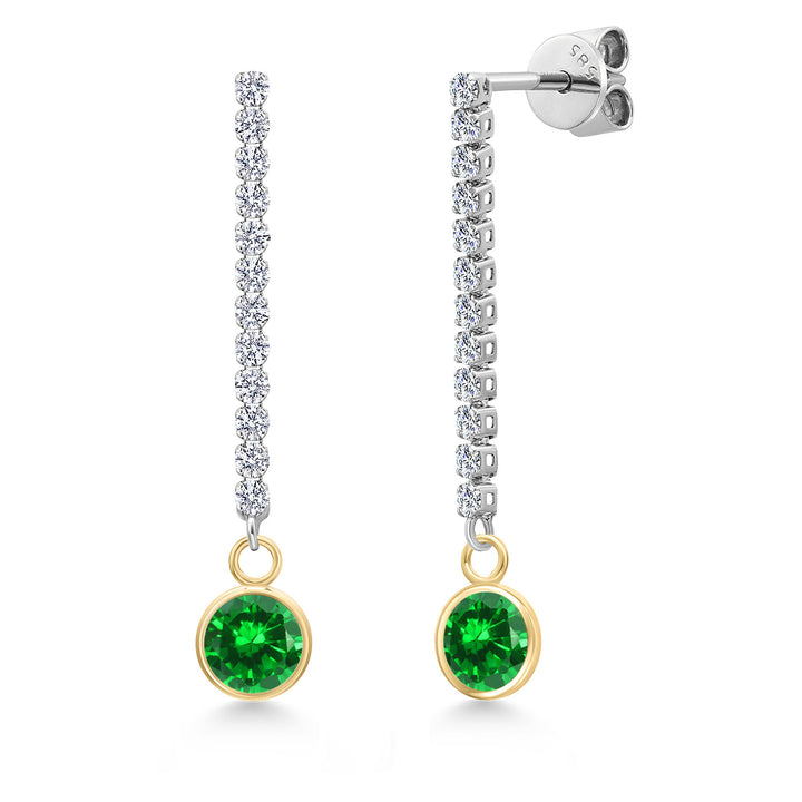 Created Emerald - May_Earrings in 14K Two Tone Gold