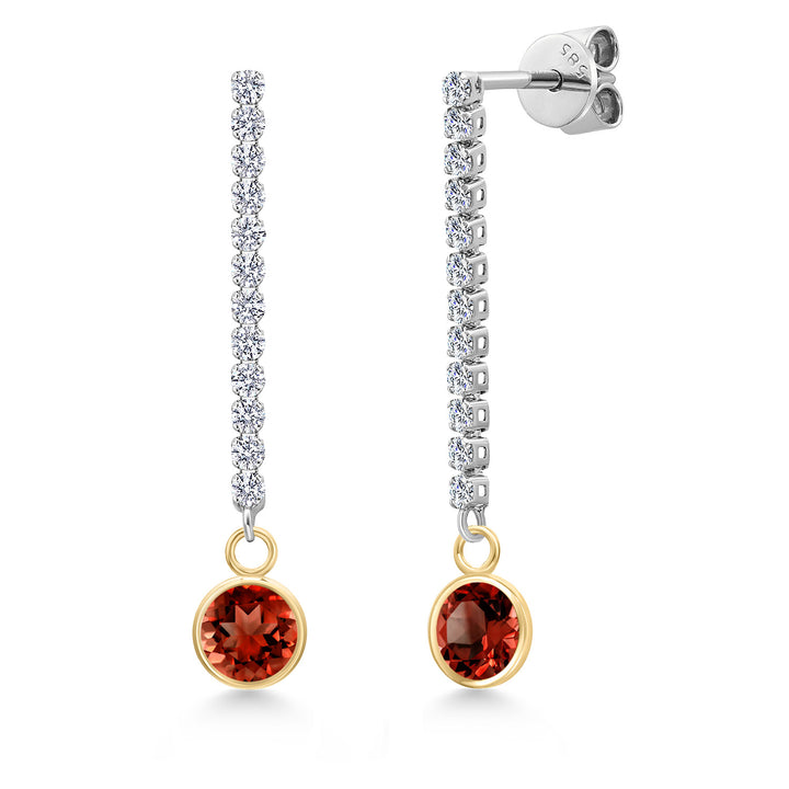 Garnet - January_Earrings in 14K Two Tone Gold
