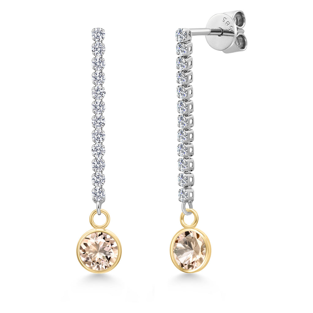 Morganite - October_Earrings in 14K Two Tone Gold