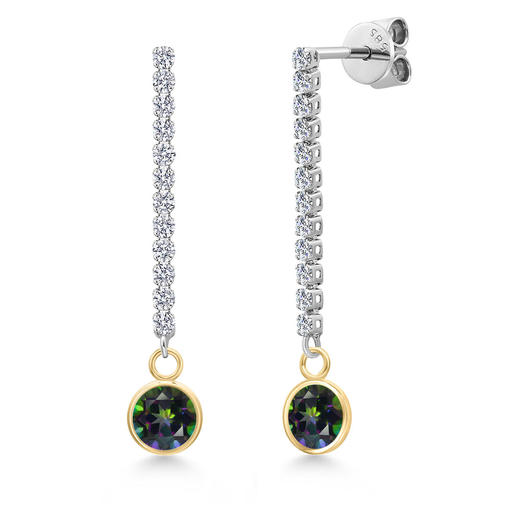 Green Mystic Topaz_Earrings in 14K Two Tone Gold