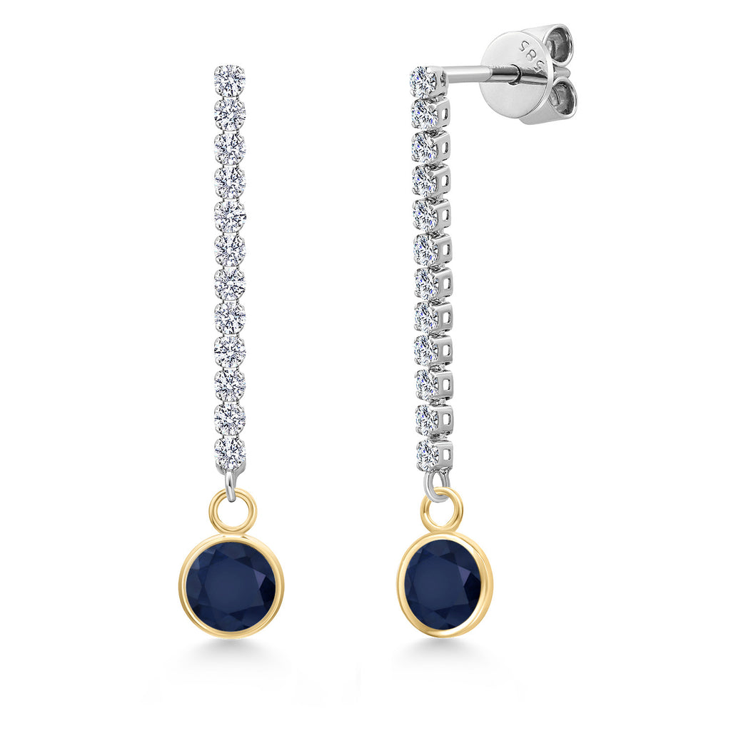 Blue Sapphire - September_Earrings in 14K Two Tone Gold