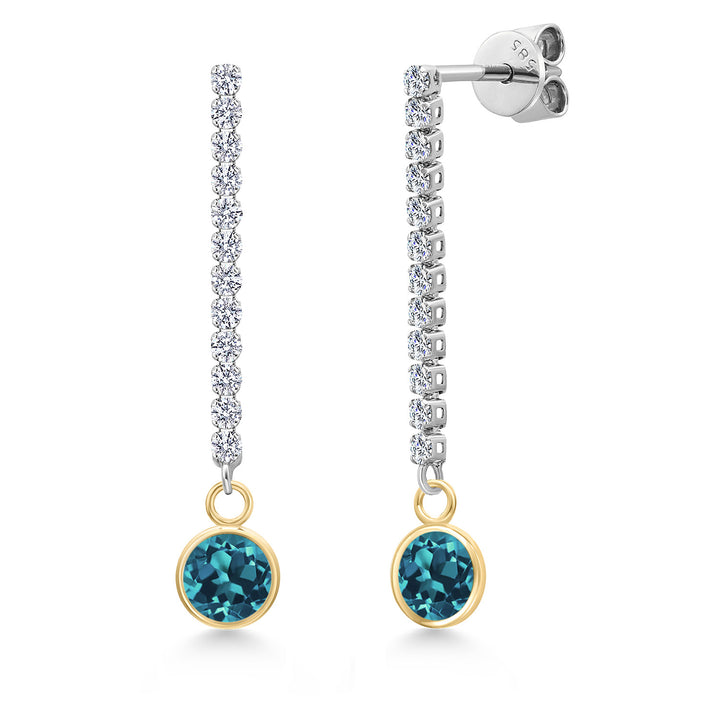 London Blue Topaz - November_Earrings in 14K Two Tone Gold