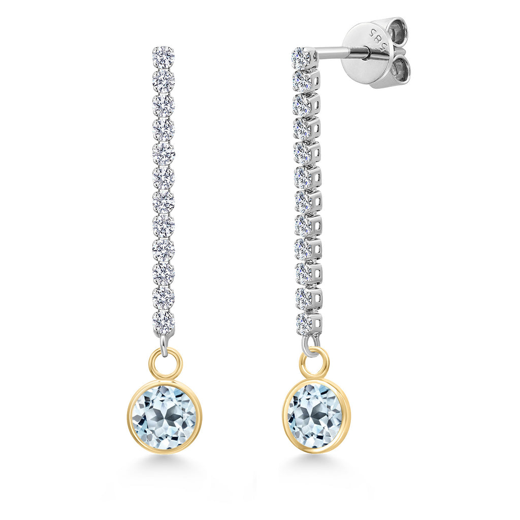 Sky Blue Topaz - November_Earrings in 14K Two Tone Gold