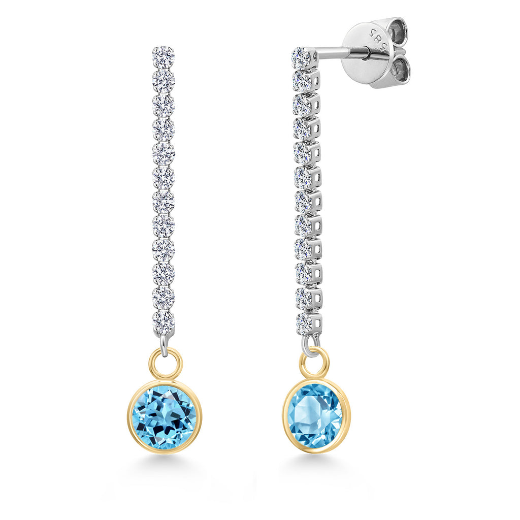 Swiss Blue Topaz - November_Earrings in 14K Two Tone Gold