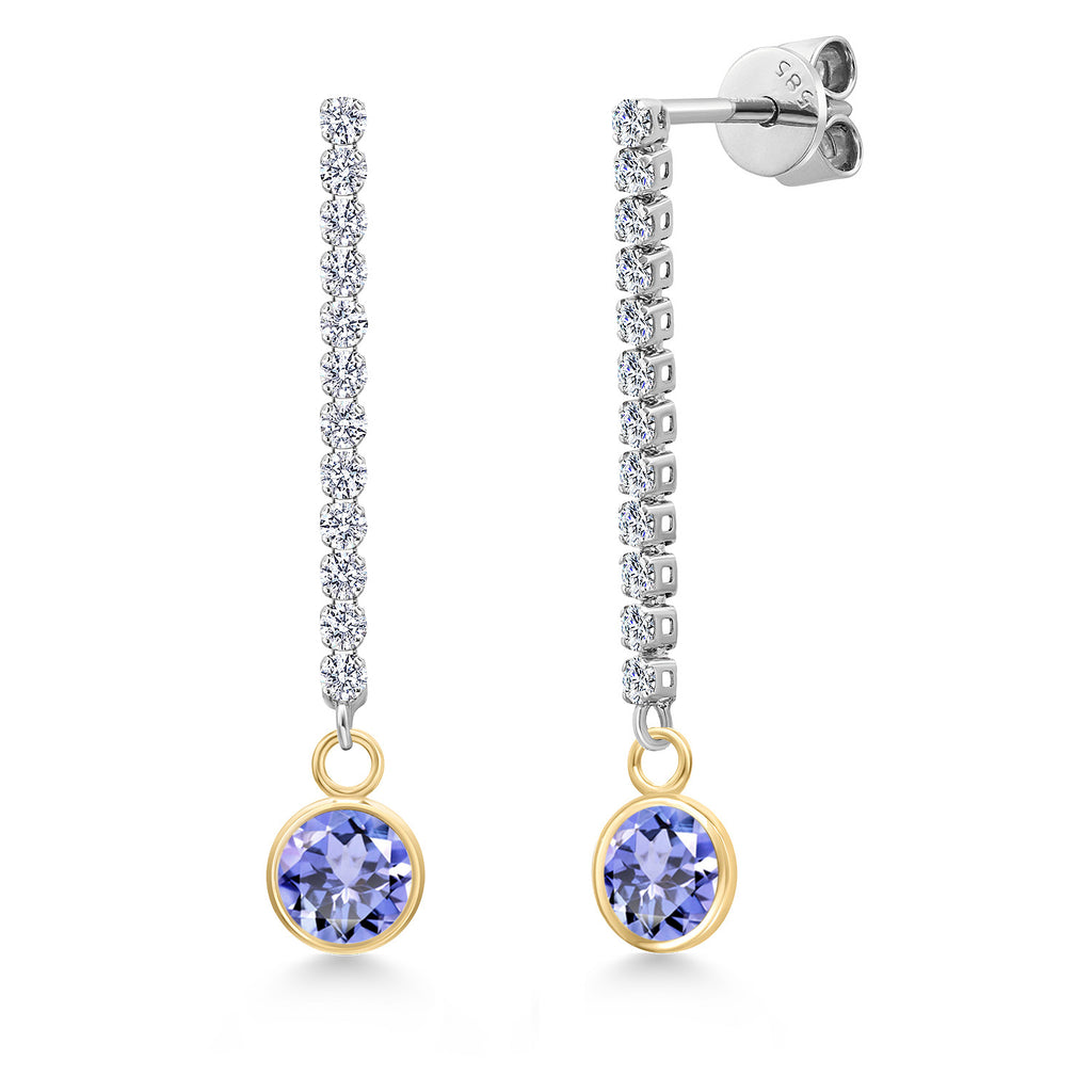 Tanzanite - December_Earrings in 14K Two Tone Gold