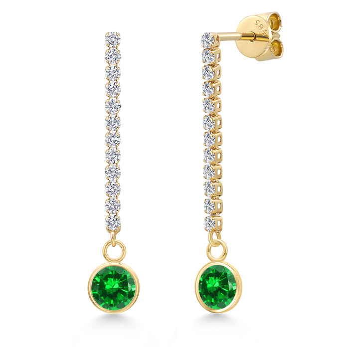 Created Emerald - May_Earrings in 14K Yellow Gold