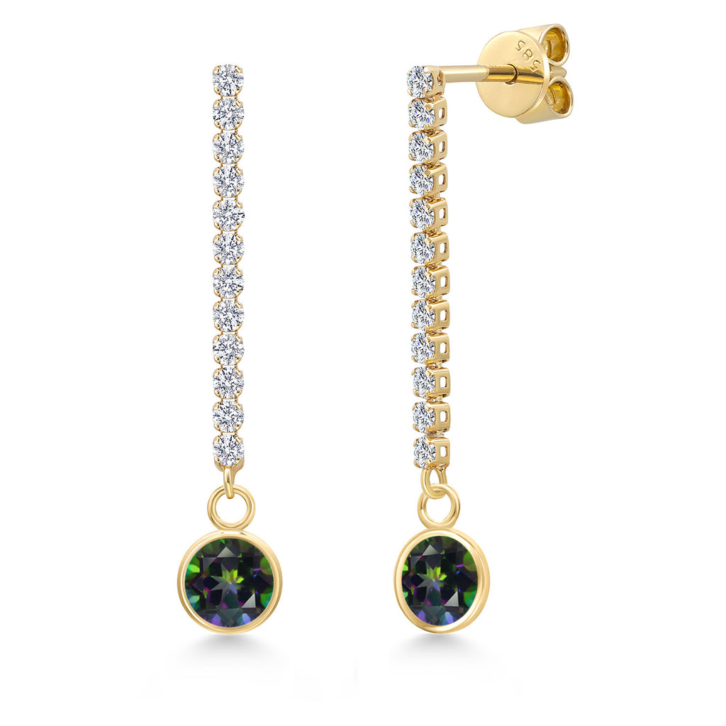 Green Mystic Topaz_Earrings in 14K Yellow Gold