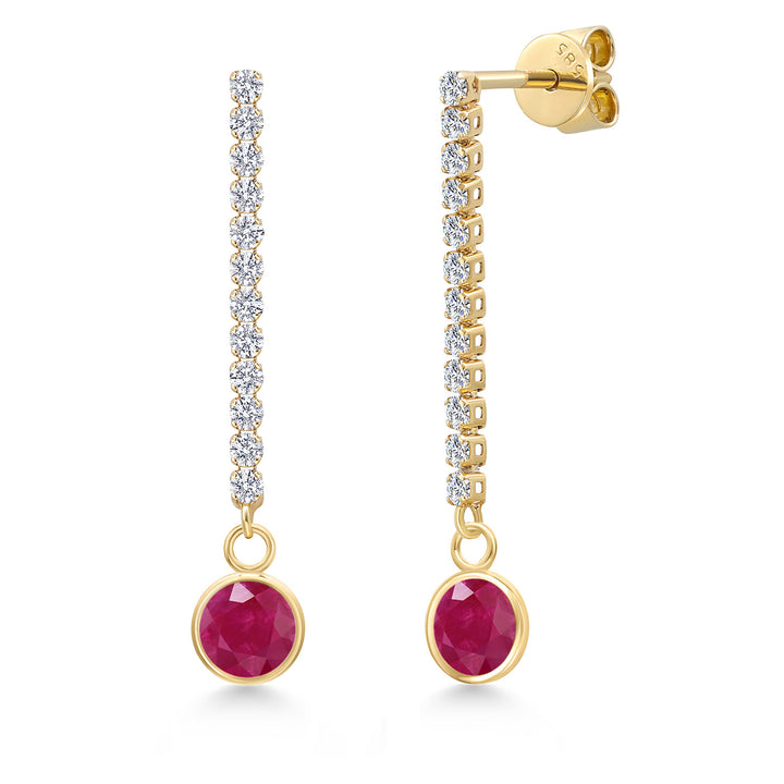 Ruby - July_Earrings in 14K Yellow Gold