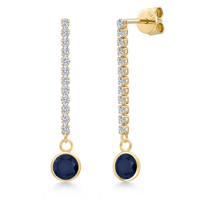 Blue Sapphire - September_Earrings in 14K Yellow Gold