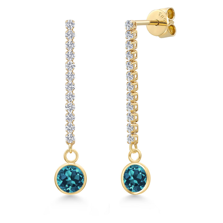 London Blue Topaz - November_Earrings in 14K Yellow Gold
