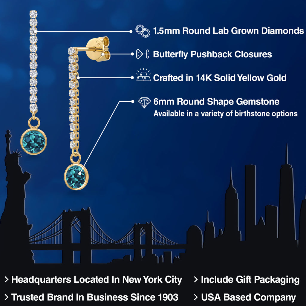London Blue Topaz - November_Earrings in 14K Yellow Gold