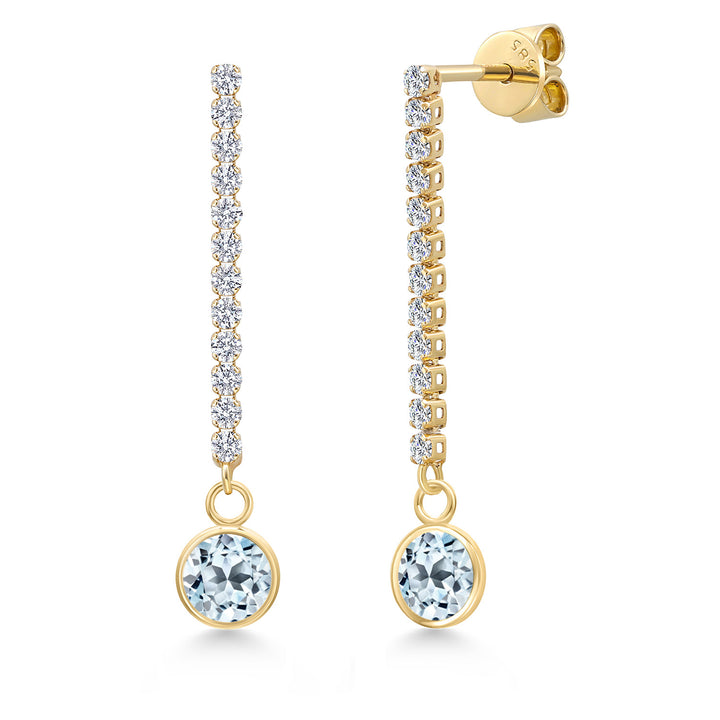 Sky Blue Topaz - November_Earrings in 14K Yellow Gold