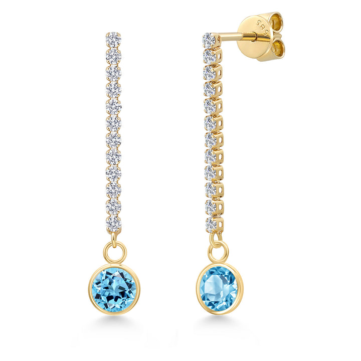 Swiss Blue Topaz - November_Earrings in 14K Yellow Gold