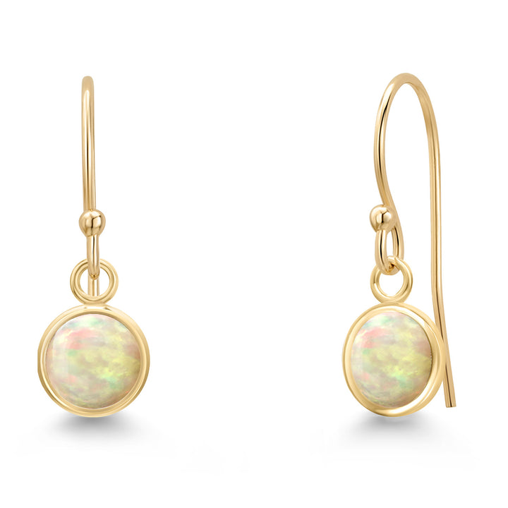 Ethiopian Opal-Cabochon - October_Earrings in 14K Yellow Gold