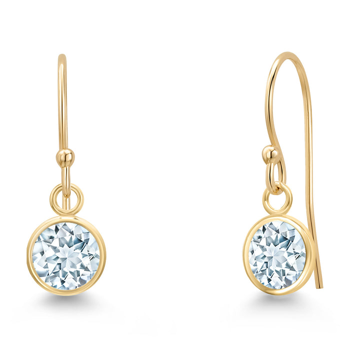 Aquamarine - March_Earrings in 14K Yellow Gold