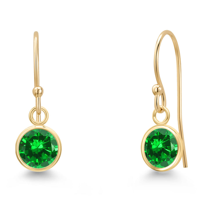 Created Emerald - May_Earrings in 14K Yellow Gold