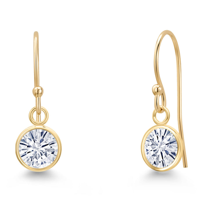 White Moissanite - April_Earrings in 14K Yellow Gold