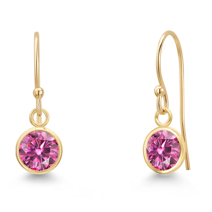 Pink Moissanite - April_Earrings in 14K Yellow Gold