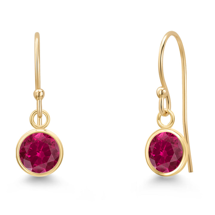 Created Ruby - July_Earrings in 14K Yellow Gold