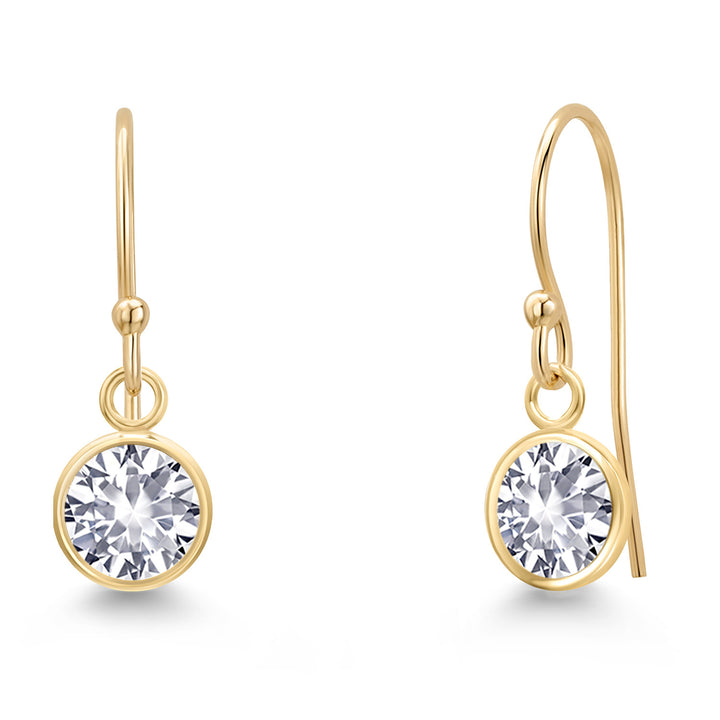 White Created Sapphire - September_Earrings in 14K Yellow Gold