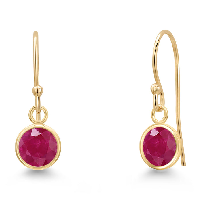 Ruby - July_Earrings in 14K Yellow Gold