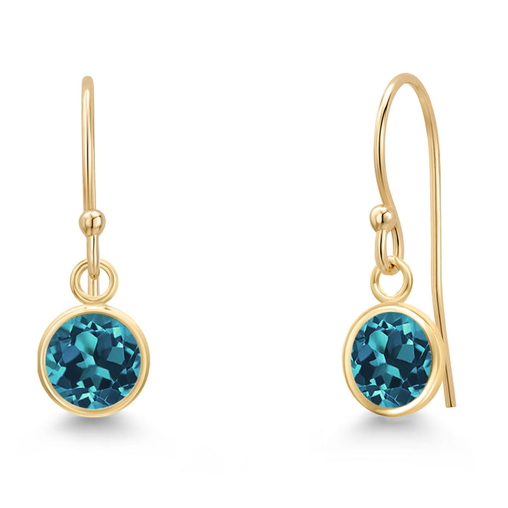 London Blue Topaz - November_Earrings in 14K Yellow Gold