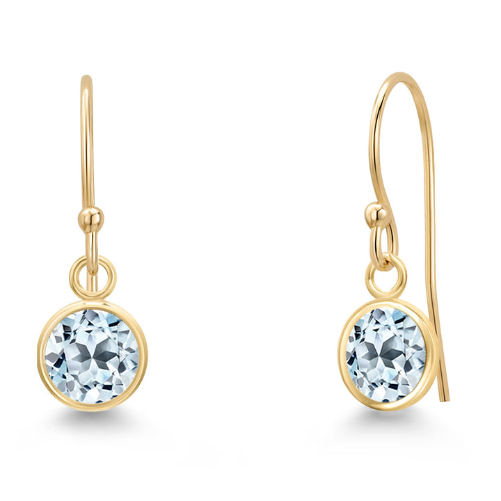 Sky Blue Topaz - November_Earrings in 14K Yellow Gold