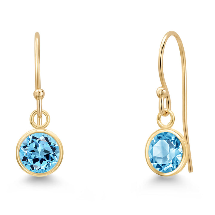 Swiss Blue Topaz - November_Earrings in 14K Yellow Gold