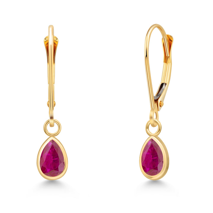 Red African Ruby_Earrings in 14K Yellow Gold