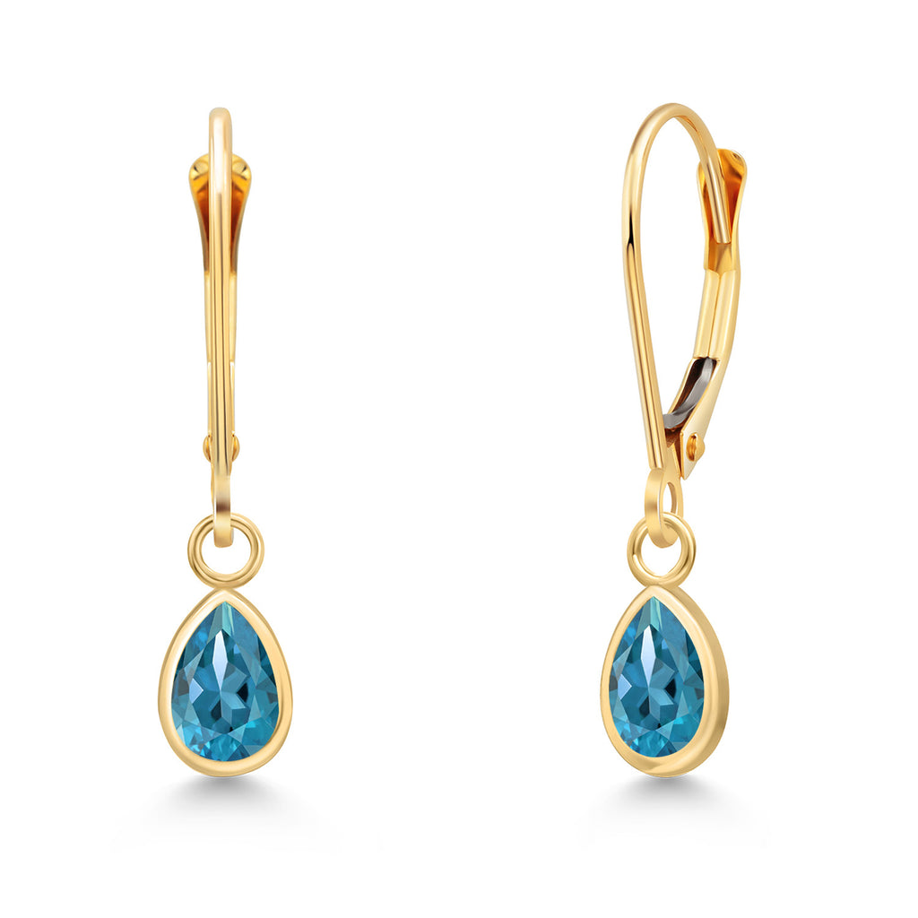 London Blue Topaz - November_Earrings in 14K Yellow Gold
